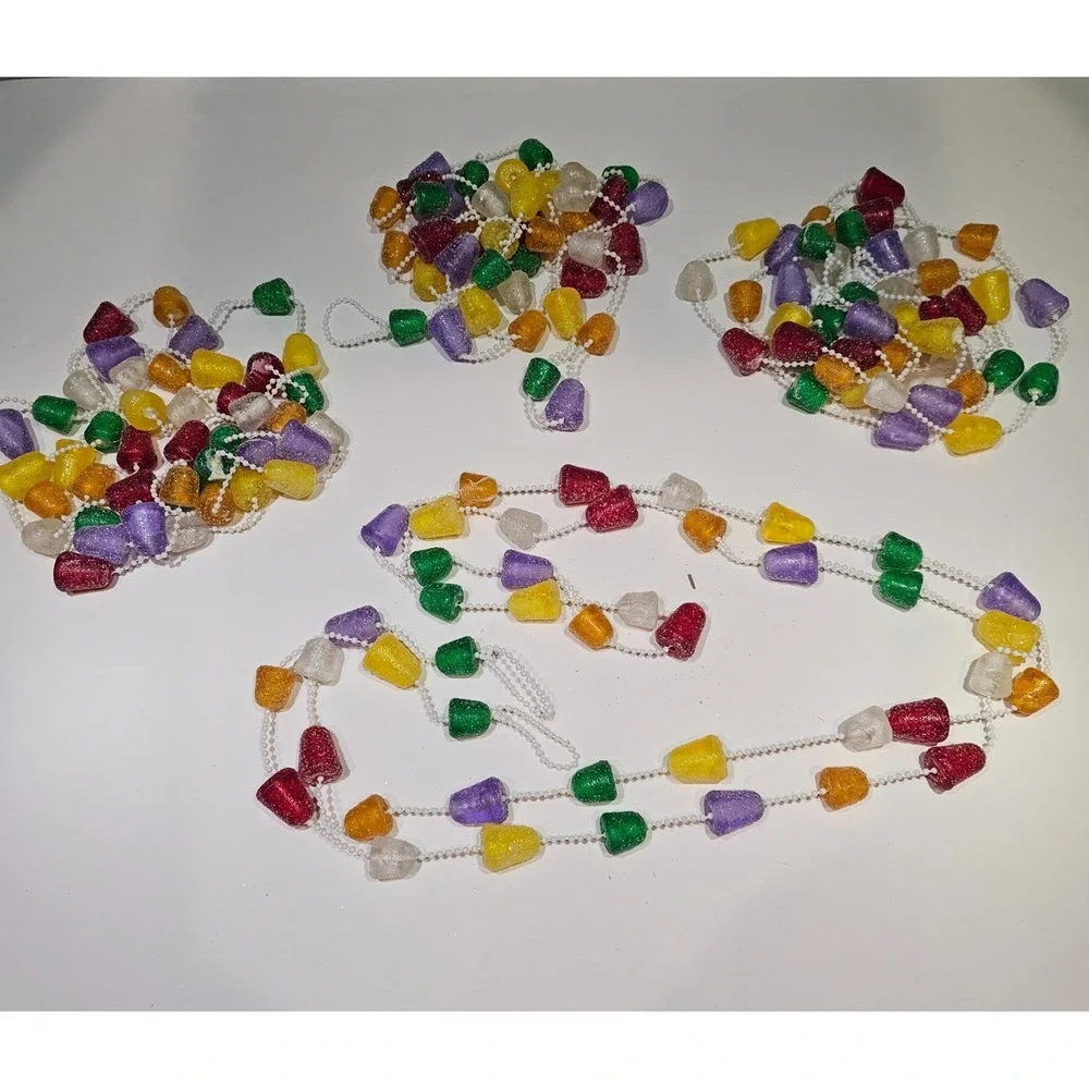 VTG Sugared‎ Gumdrop Christmas Garland Red Green White Purple Yellow 32 Feet